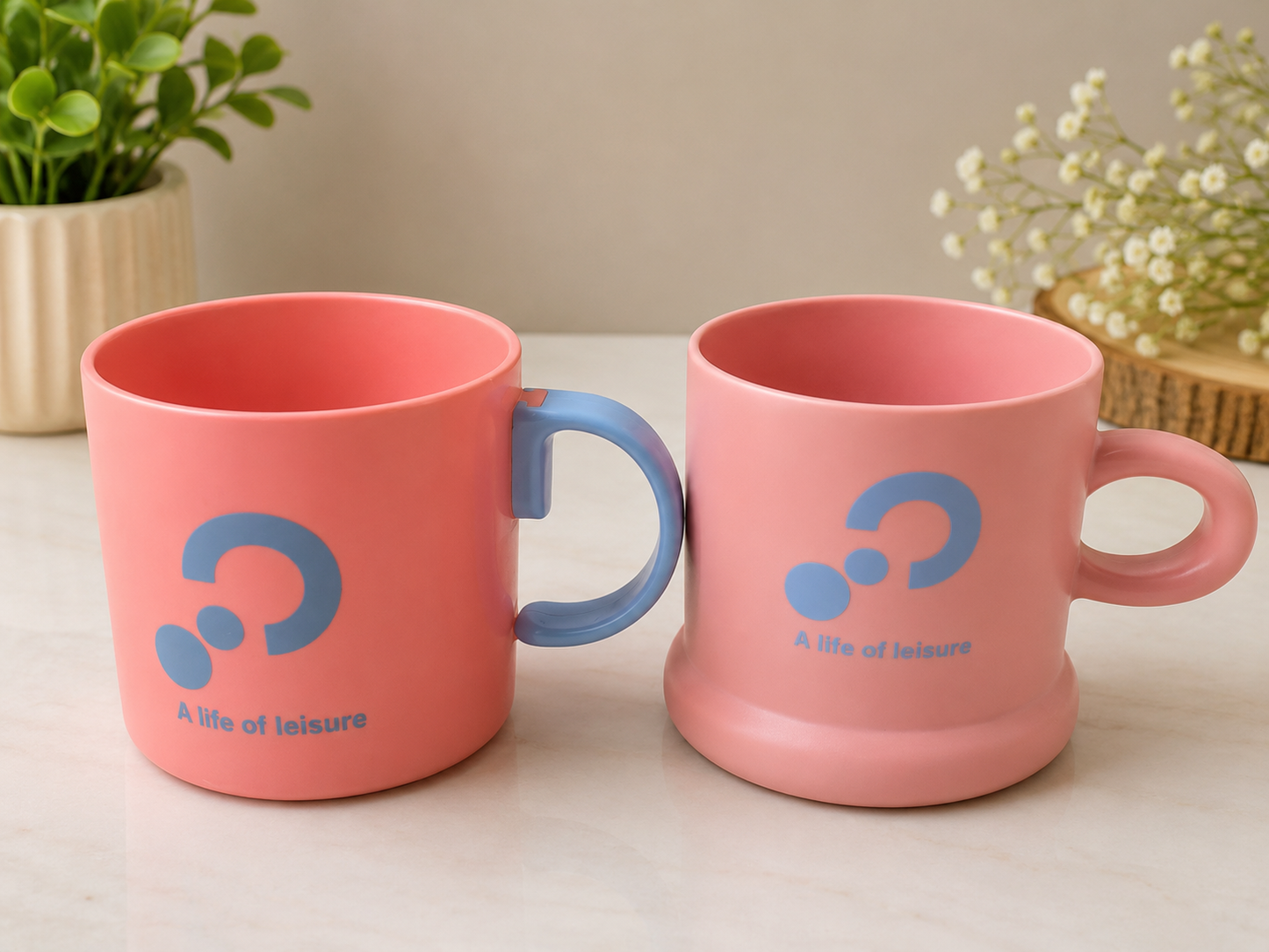 Cute Pastel Plastic Coffee Mug Set | Lightweight Reusable Tea & Coffee Cups | Ergonomic Handle | Ideal for Home, Office & Kids