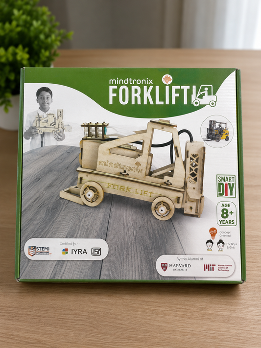 Mindtronix Smart DIY Forklift STEM Kit for Kids | Educational Wooden Construction Toy | Age 8+