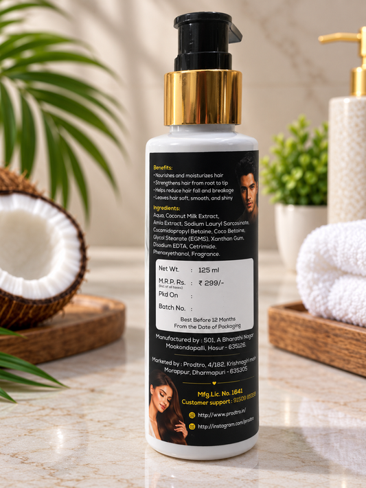 Prodtro Coconut Milk Shampoo | Nourishing & Strengthening Shampoo for Healthy, Smooth & Shiny Hair | 125 ml
