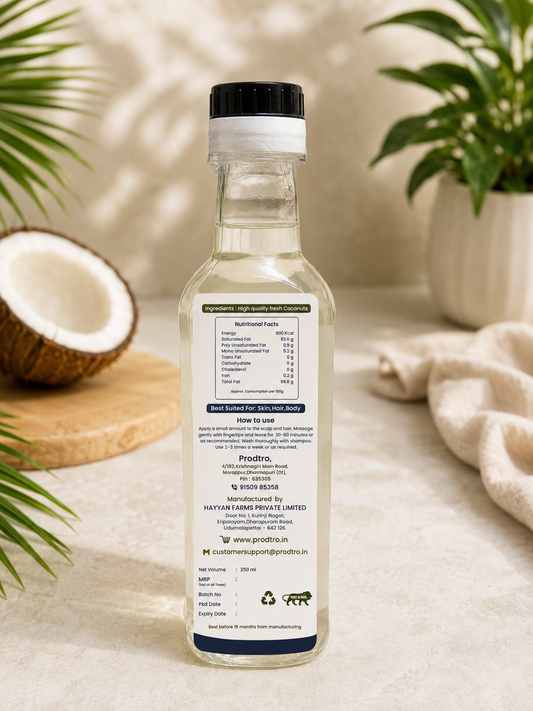 Prodtro Virgin Coconut Oil – 100% Pure Cold-Pressed | 250 ml