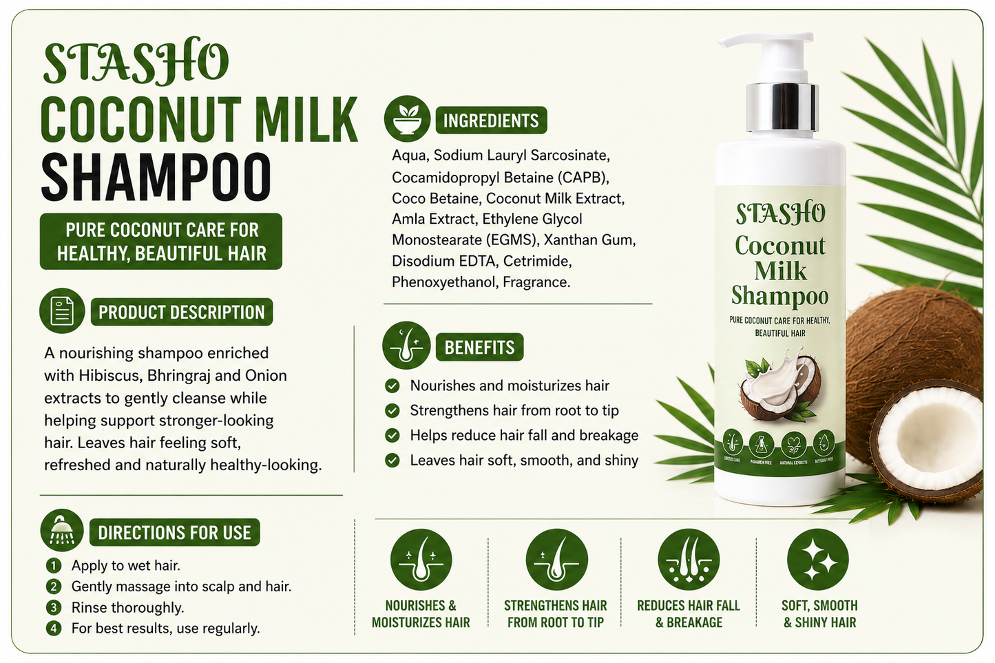 STASHO Coconut Milk Shampoo | Pure Coconut Care for Healthy, Beautiful Hair
