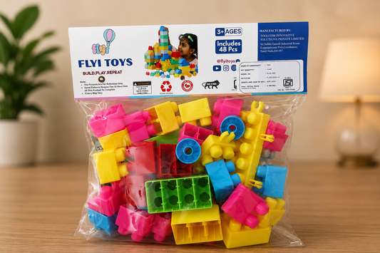 FLYI Toys 48-Piece Jumbo Building Blocks Set for Kids (3+ Years) | Colorful Educational Construction Toy