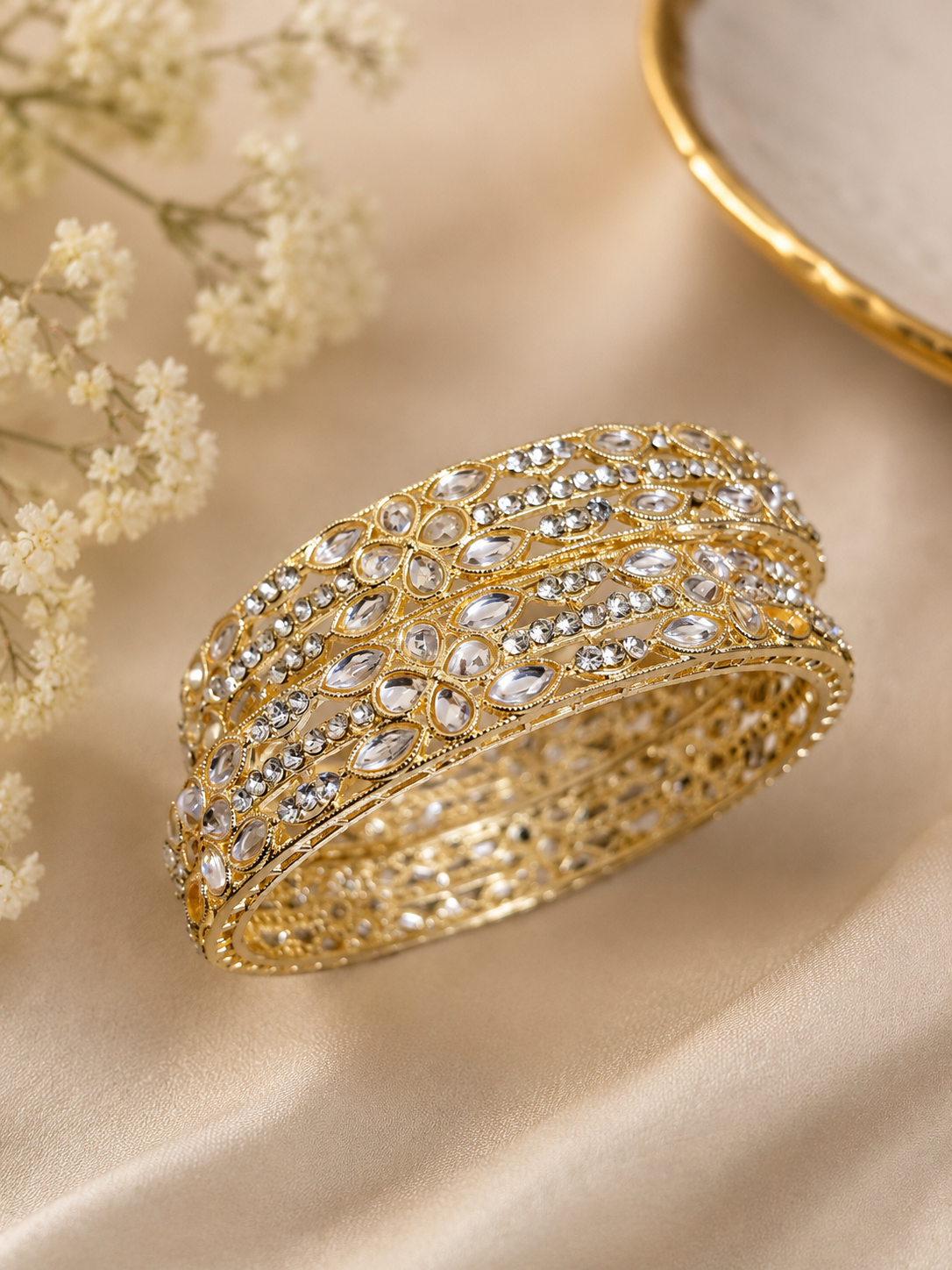 Elegant Gold Crystal Studded Bangle