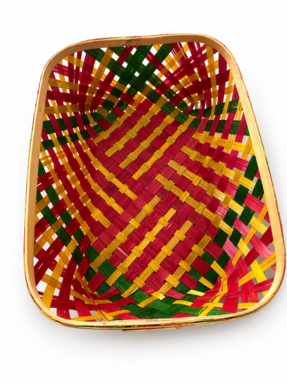 Handcrafted Bamboo Rectangular Basket | Eco-Friendly Multipurpose Storage & Gift Basket