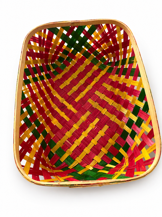 Handcrafted Bamboo Rectangular Basket | Eco-Friendly Multipurpose Storage & Gift Basket