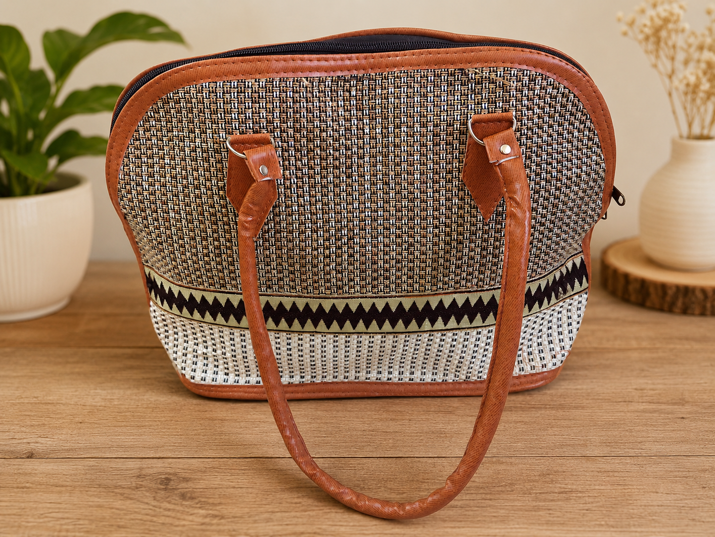 Elegant Woven Handbag for Women (30 × 26 × 18 cm (L × H × W))