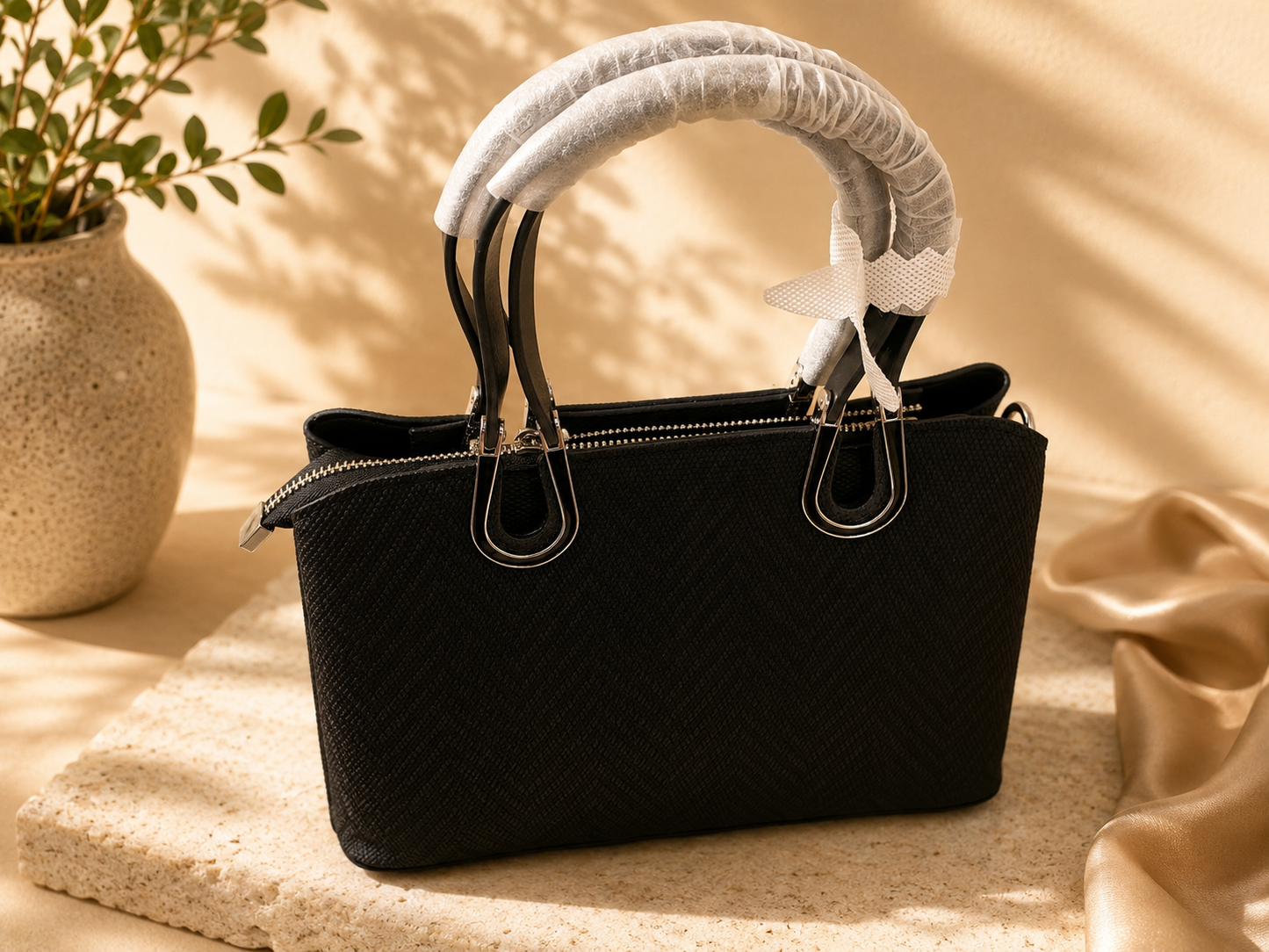 Ambur Genuine Leather Women’s Handbag – Premium Black Leather Tote Bag