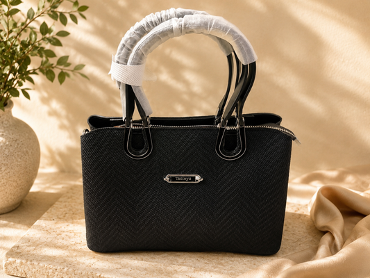 Ambur Genuine Leather Women’s Handbag – Premium Black Leather Tote Bag