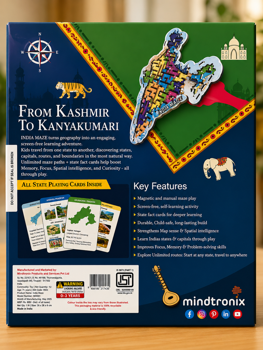 Mindtronix India Maze Educational Board Game | Learn Indian Geography Through Play | STEM Learning Toy for Kids | Age 7+