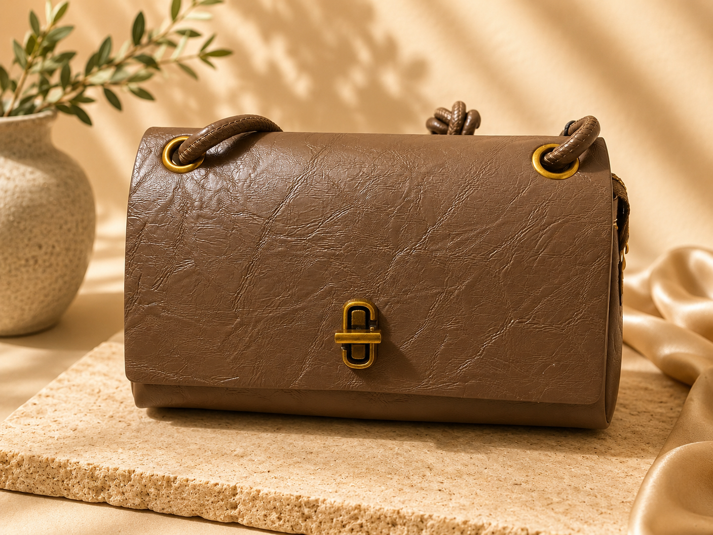 Ambur Genuine Leather Women’s Shoulder Bag – Vintage Coffee Brown