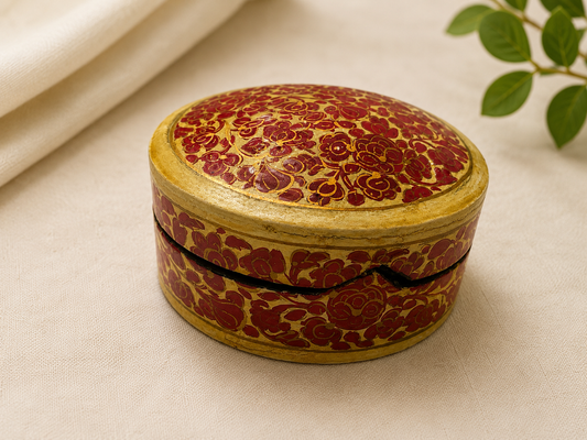 Handcrafted Paper & Ceramic Tea Coaster Set – Traditional Floral Design (Set of 6)