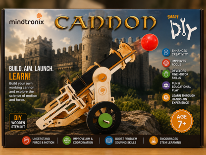 Mindtronix Cannon STEM Kit | DIY Working Cannon Model | Educational Physics & Engineering Toy for Kids | Age 7+