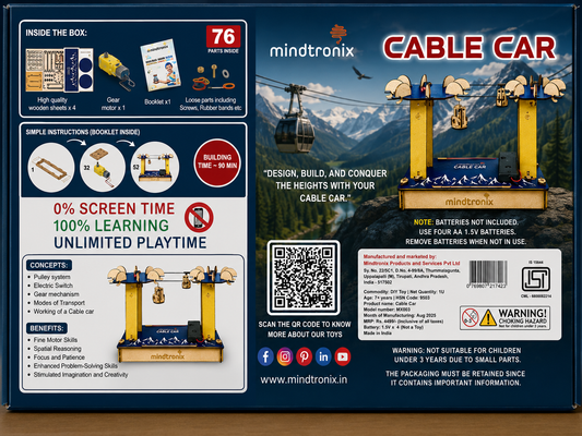 Mindtronix Cable Car STEM Kit | DIY Working Cable Car Model | Educational Science & Engineering Toy for Kids | Age 7+