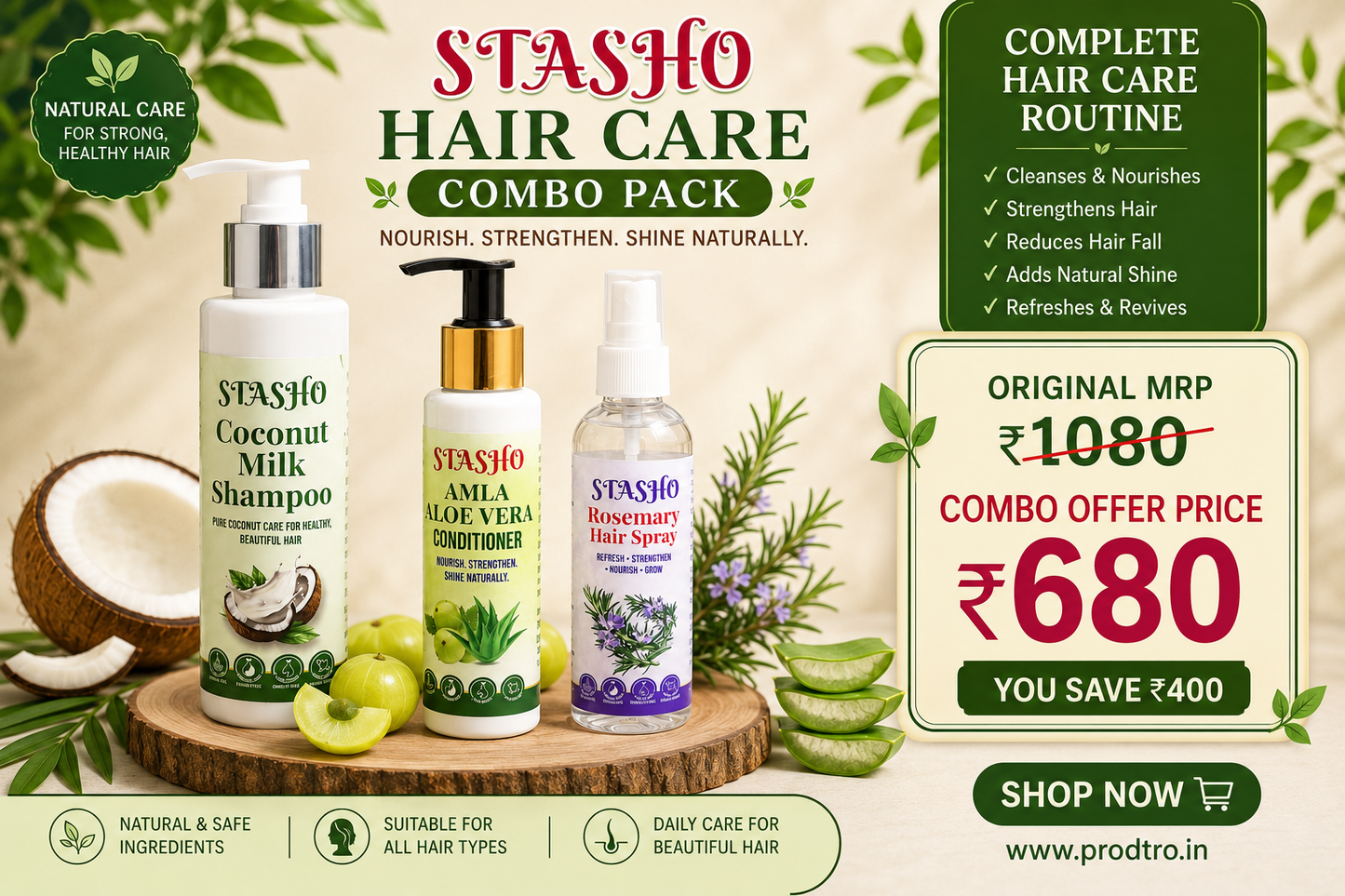 STASHO Hair Care Combo Pack – Complete Hair Nourishment Kit