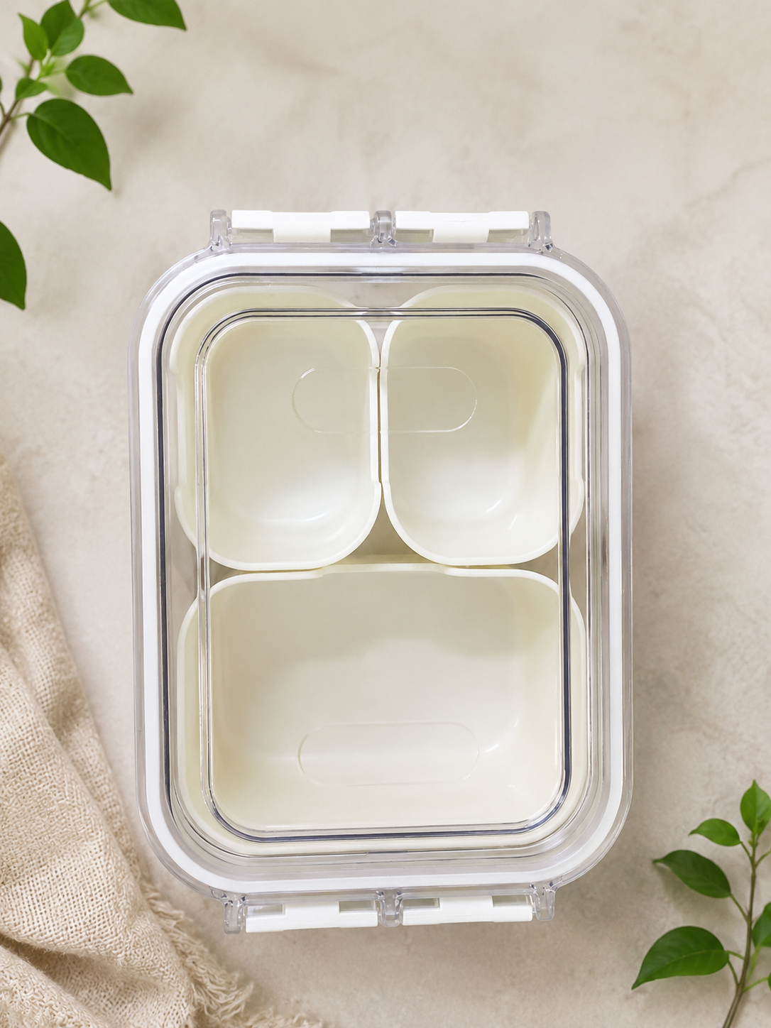 Premium Airtight 3-Compartment Lunch Box | Leakproof Food Storage Container