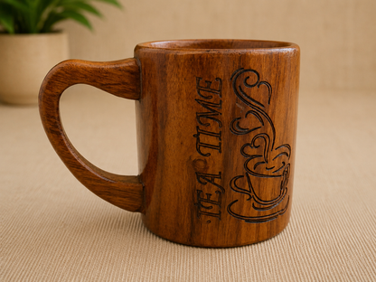 Handcrafted Wooden Coffee Mug – Artisan Carved Wooden Tea Cup