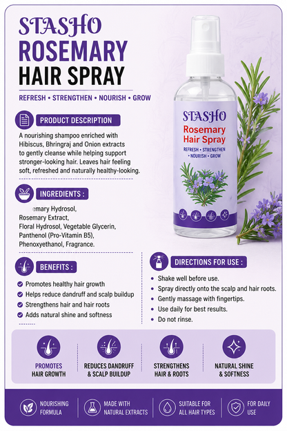 STASHO Rosemary Hair Spray | Refresh, Strengthen, Nourish & Grow