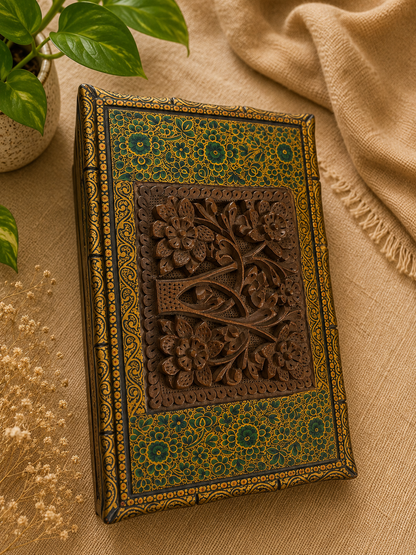 Handcrafted Mahogany Secret Keepsake Box – Carved Wooden Lock Box with Hidden Compartment