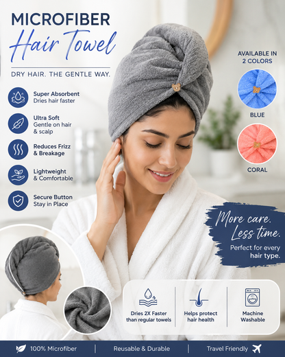 Prodtro Microfiber Hair Towel – Pack of 3 | Quick-Dry Hair Wrap