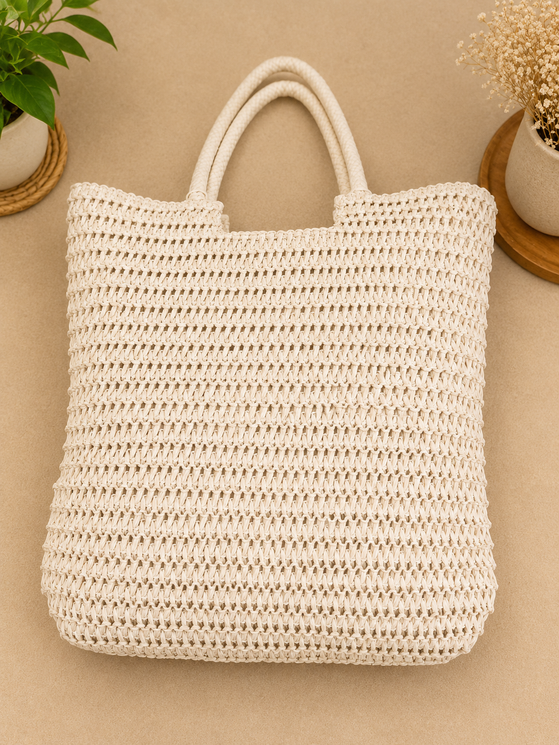 Handcrafted Natural Woven Tote Bag for Women