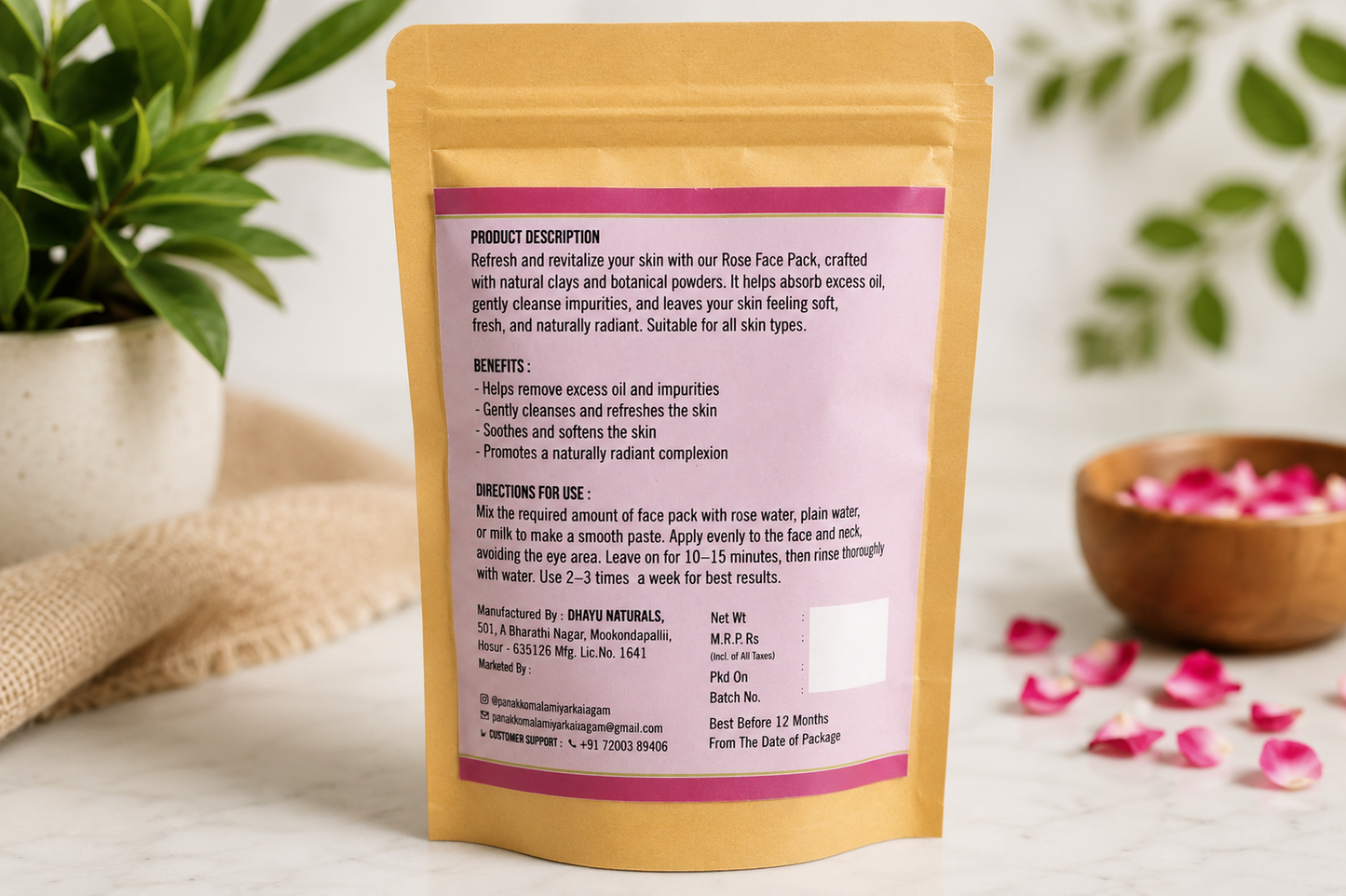 STASHO Rose Face Pack | Natural Glow & Skin Refreshing Herbal Face Pack