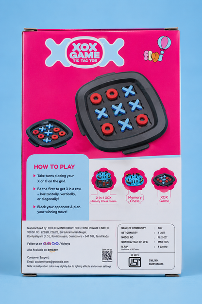 XOX Tic Tac Toe Game – 2-in-1 Memory Chess & Strategy Board Game for Kids (3+ Years)