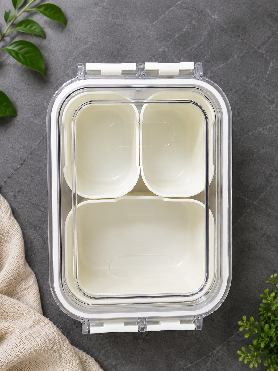 Premium Airtight 3-Compartment Lunch Box | Leakproof Food Storage Container