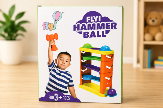 FLYI Hammer Ball Toy for Kids (3+ Years) | Pound & Roll Ball Ramp Game | Educational STEM Development Toy