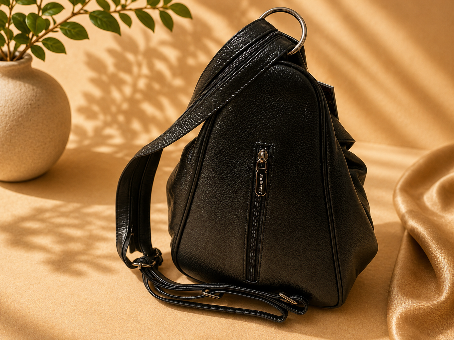 Ambur Genuine Leather Women’s Backpack – Classic Black