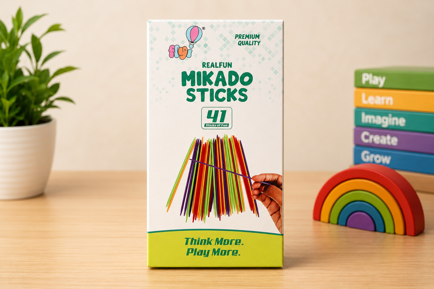 Flyi RealFun Mikado Sticks – Classic Pick-Up Sticks Game | 41 Colorful Sticks | Fun & Skill-Building Game for Kids 3+