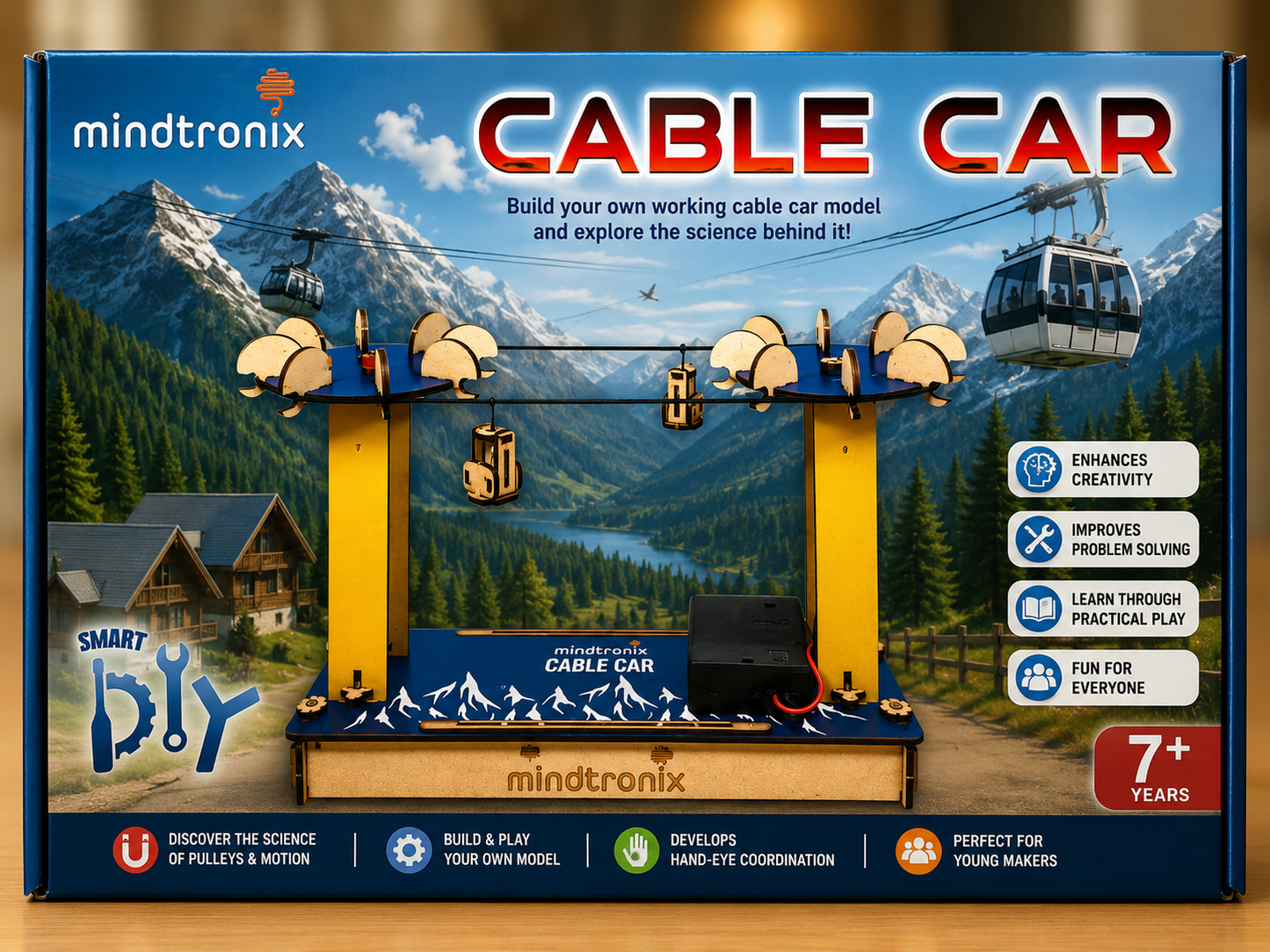 Mindtronix Cable Car STEM Kit | DIY Working Cable Car Model | Educational Science & Engineering Toy for Kids | Age 7+
