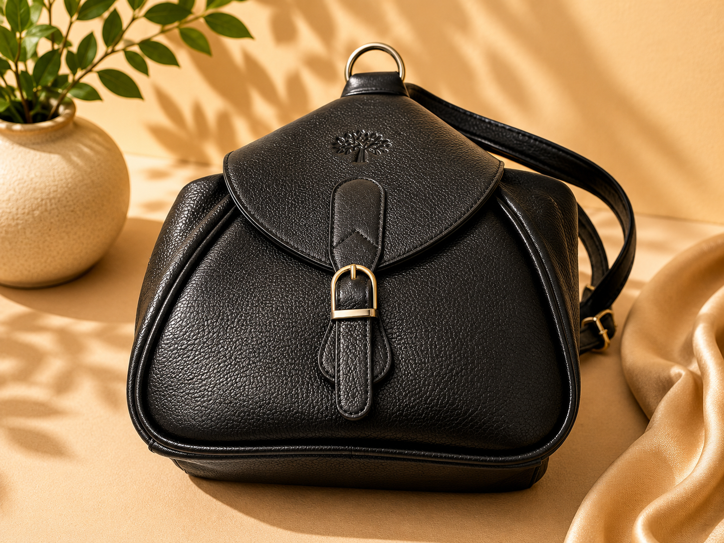 Ambur Genuine Leather Women’s Backpack – Classic Black
