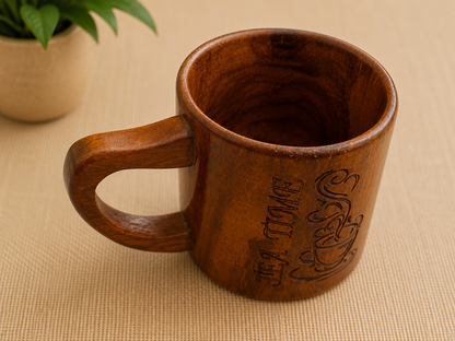 Handcrafted Wooden Coffee Mug – Artisan Carved Wooden Tea Cup