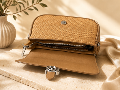 Premium Ambur Leather Ladies Sling Wallet Bag – Tan Brown