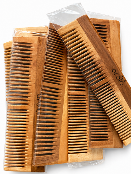Handcrafted Natural Bamboo Wooden Comb (9 × 5 cm) | Dual-Teeth Eco-Friendly Hair Comb