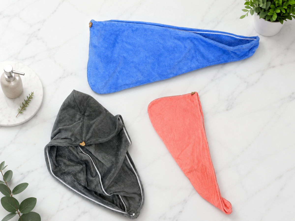 Prodtro Microfiber Hair Towel – Pack of 3 | Quick-Dry Hair Wrap