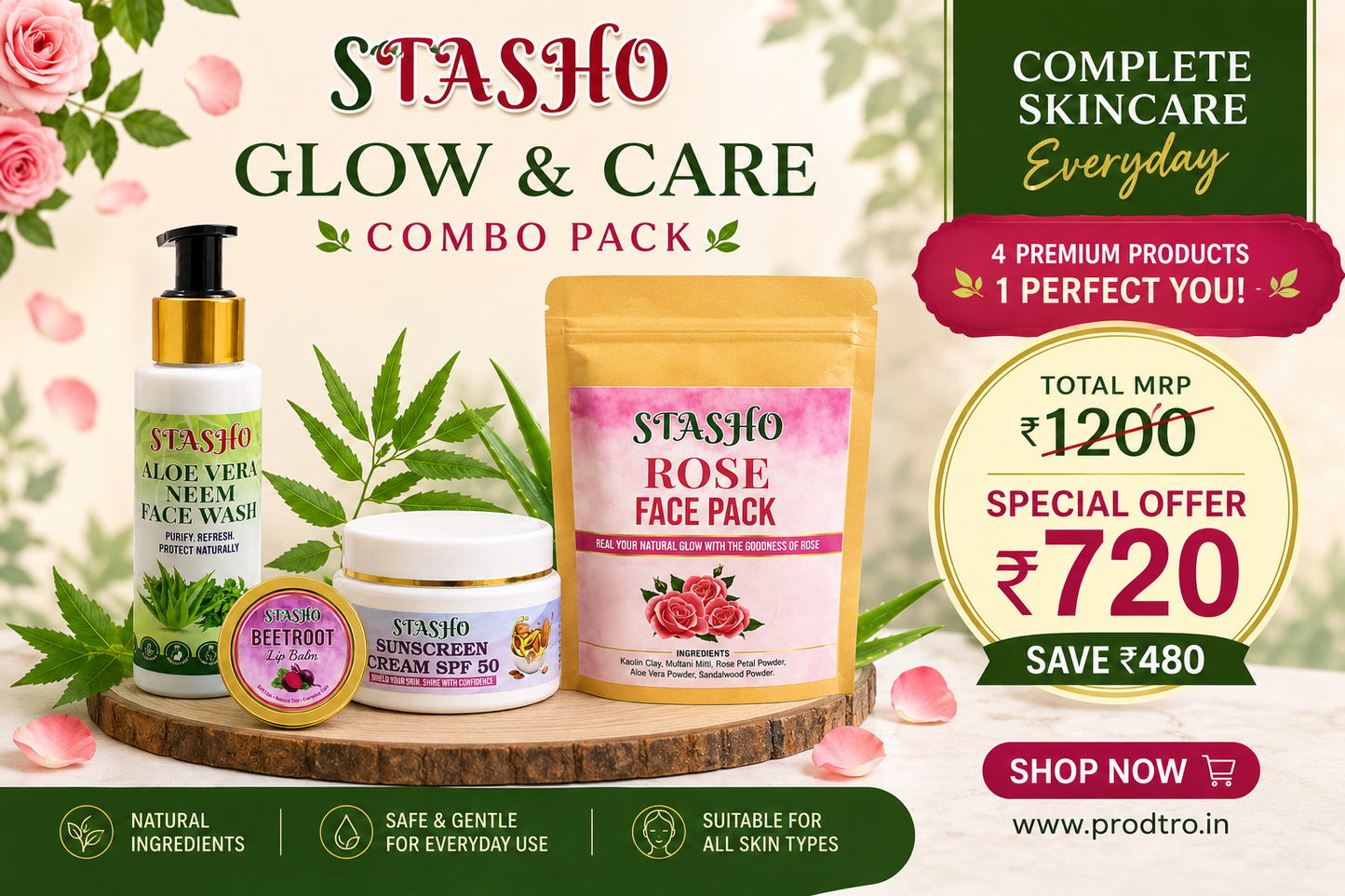 STASHO Glow & Care Combo Pack – Complete Skincare Essentials