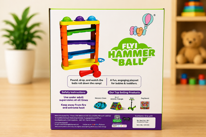 FLYI Hammer Ball Toy for Kids (3+ Years) | Pound & Roll Ball Ramp Game | Educational STEM Development Toy