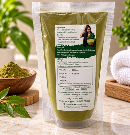 Prodtro Complete Hair Care Combo | Coconut Milk Shampoo 125 ml + Amla Aloe Vera Conditioner 125 ml + Pure Hair Henna Powder 100 gm | Natural Hair Care Kit