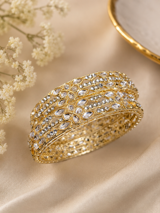 Elegant Gold Crystal Studded Bangle