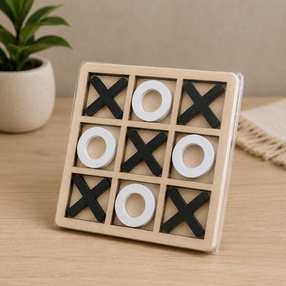 Portable Wooden Tic Tac Toe Puzzle Game