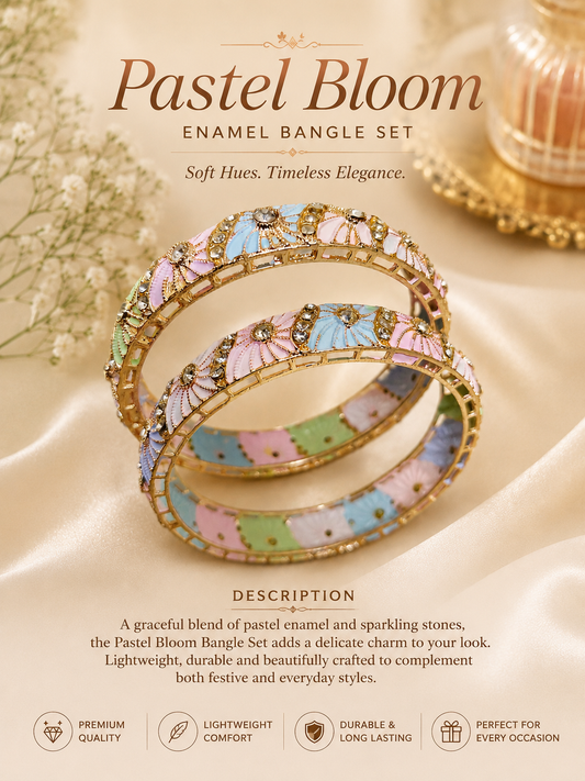 Pastel Bloom Enamel Bangle Set