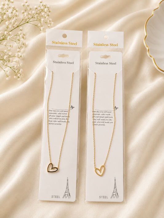 Elegant Gold Heart Pendant Necklace – Stainless Steel