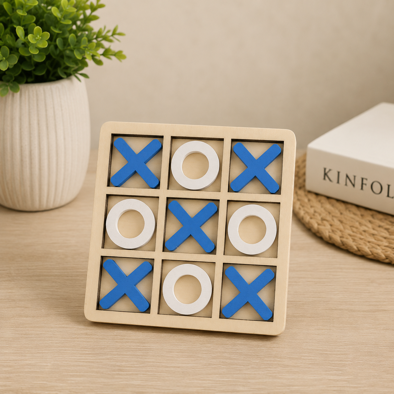 Portable Wooden Tic Tac Toe Puzzle Game