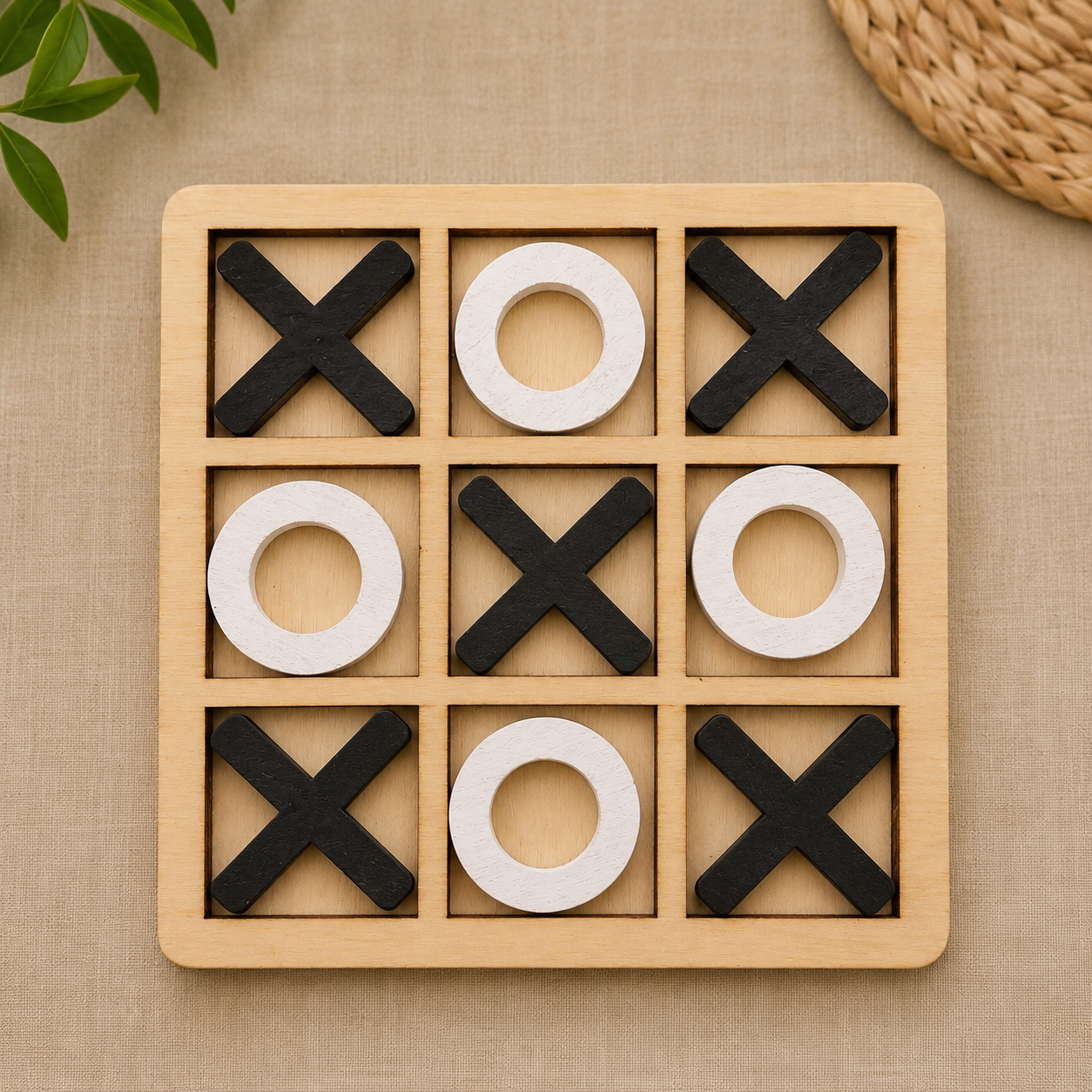 Portable Wooden Tic Tac Toe Puzzle Game