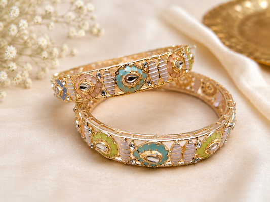 Elegant Pastel Floral Designer Bangles